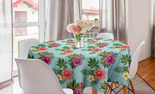 ABAKUHAUS Hawaii Runde Tischdecke, Blooming Der Hibiscus, Kreis Tischdecke Abdeckung für Esszimmer Küche Dekoration, 150 cm, Mehrfarbig ABAKUHAUS Hawaii Runde Tischdecke, Blooming Der Hibiscus, Kreis Tischdecke Abdeckung für Esszimmer Küche Dekoration, 150 cm, Mehrfarbig von ABAKUHAUS
