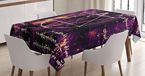 ABAKUHAUS Heilig Tischdecke, Spiritueller vitruvischer Mensch, Für den Inn und Outdoor Bereich geeignet Waschbar Druck Klar Kein Verblassen, 140 x 170 cm, Lila von ABAKUHAUS