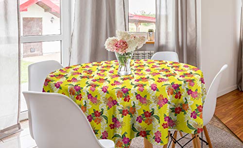 ABAKUHAUS Hibiskus Runde Tischdecke, Tropische Blumen-Kunst, Kreis Tischdecke Abdeckung für Esszimmer Küche Dekoration, 150 cm, Mehrfarben ABAKUHAUS Hibiskus Runde Tischdecke, Tropische Blumen-Kunst, Kreis Tischdecke Abdeckung für Esszimmer Küche Dekoration, 150 cm, Mehrfarben von ABAKUHAUS