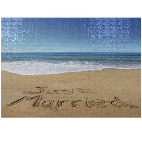 ABAKUHAUS Hochzeit Puzzle, Just Married auf Sand, Heirloom-Qualität lustige Aktivität für die Familie langlebiger Karton, 1000 Stücke, Blau, Braun, Weiß ABAKUHAUS Hochzeit Puzzle, Just Married auf Sand, Heirloom-Qualität lustige Aktivität für die Familie langlebiger Karton, 1000 Stücke, Blau, Braun, Weiß von ABAKUHAUS