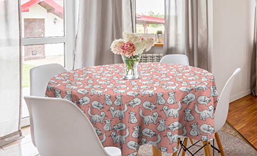 ABAKUHAUS Kätzchen Runde Tischdecke, Repeating Cat Silhouetten, Kreis Tischdecke Abdeckung für Esszimmer Küche Dekoration, 150 cm, Hellrosa Blassgrau ABAKUHAUS Kätzchen Runde Tischdecke, Repeating Cat Silhouetten, Kreis Tischdecke Abdeckung für Esszimmer Küche Dekoration, 150 cm, Hellrosa Blassgrau von ABAKUHAUS