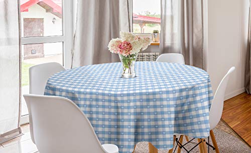ABAKUHAUS Kariert Runde Tischdecke, Gingham mit Herzen, Kreis Tischdecke Abdeckung für Esszimmer Küche Dekoration, 150 cm, Blassblau Weiß ABAKUHAUS Kariert Runde Tischdecke, Gingham mit Herzen, Kreis Tischdecke Abdeckung für Esszimmer Küche Dekoration, 150 cm, Blassblau Weiß von ABAKUHAUS