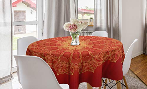 ABAKUHAUS Mandala Runde Tischdecke, Komplexe Exposure-Wirbel, Kreis Tischdecke Abdeckung für Esszimmer Küche Dekoration, 150 cm, Dunkelorange ABAKUHAUS Mandala Runde Tischdecke, Komplexe Exposure-Wirbel, Kreis Tischdecke Abdeckung für Esszimmer Küche Dekoration, 150 cm, Dunkelorange von ABAKUHAUS
