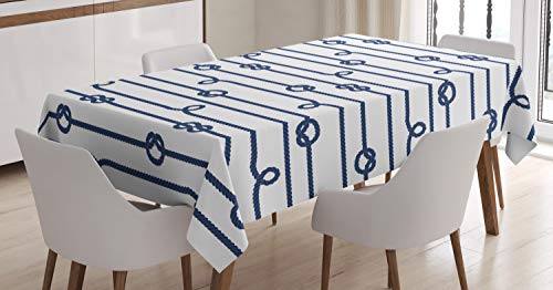 ABAKUHAUS Marine Tischdecke, Sea Marine Seemannsknoten, Inn und Outdoor Bereich geeignet Waschbar Druck Klare Farben Kein Verblassen, 140 x 200 cm, Marineblau und Weiß ABAKUHAUS Marine Tischdecke, Sea Marine Seemannsknoten, Inn und Outdoor Bereich geeignet Waschbar Druck Klare Farben Kein Verblassen, 140 x 200 cm, Marineblau und Weiß von ABAKUHAUS