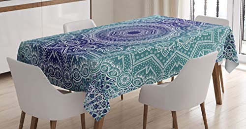 ABAKUHAUS Mandala Tischdecke, Ombre Tribe, Wasserfest Waschbar mit Klar Sichtbaren Farben kein Verblassen Personalisiert, 140 x 200 cm, Dunkelblau Teal ABAKUHAUS Mandala Tischdecke, Ombre Tribe, Wasserfest Waschbar mit Klar Sichtbaren Farben kein Verblassen Personalisiert, 140 x 200 cm, Dunkelblau Teal von ABAKUHAUS