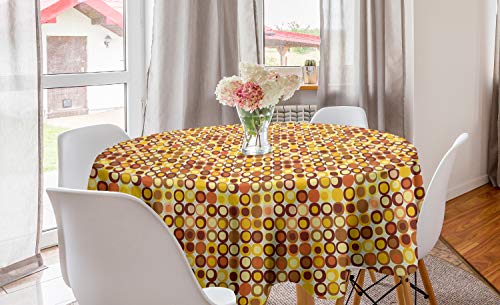 ABAKUHAUS Mitte des Jahrhunderts Runde Tischdecke, Design Retro-Platz, Kreis Tischdecke Abdeckung für Esszimmer Küche Dekoration, 150 cm, Braun, Gelb, Koralle ABAKUHAUS Mitte des Jahrhunderts Runde Tischdecke, Design Retro-Platz, Kreis Tischdecke Abdeckung für Esszimmer Küche Dekoration, 150 cm, Braun, Gelb, Koralle von ABAKUHAUS