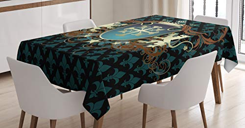 ABAKUHAUS Mittelalterlich Tischdecke, Mittelalter Wappen, Druck mit Klaren Farben ohne Verblassen Waschbar für innen oder Außen Bereich, 140 x 200 cm, Zimt Schwarz Teal ABAKUHAUS Mittelalterlich Tischdecke, Mittelalter Wappen, Druck mit Klaren Farben ohne Verblassen Waschbar für innen oder Außen Bereich, 140 x 200 cm, Zimt Schwarz Teal von ABAKUHAUS