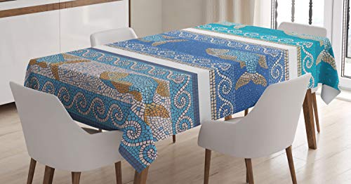 ABAKUHAUS Mosaik Tischdecke, Marine-Stil-Muster, Für den Inn und Outdoor Bereich geeignet Waschbar Druck Klar Kein Verblassen, 140 x 200 cm, Blaugrau ABAKUHAUS Mosaik Tischdecke, Marine-Stil-Muster, Für den Inn und Outdoor Bereich geeignet Waschbar Druck Klar Kein Verblassen, 140 x 200 cm, Blaugrau von ABAKUHAUS