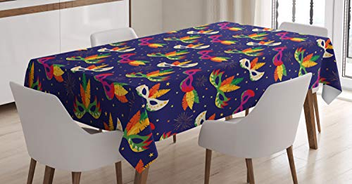 ABAKUHAUS New Orleans Tischdecke, Karnevals-Masken, Personalisierter Druck Klare Farben ohne Verblassen Waschbar für Außen Bereich, 140 x 200 cm, Lila Gelb ABAKUHAUS New Orleans Tischdecke, Karnevals-Masken, Personalisierter Druck Klare Farben ohne Verblassen Waschbar für Außen Bereich, 140 x 200 cm, Lila Gelb von ABAKUHAUS