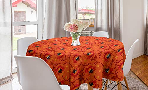 ABAKUHAUS Orange Runde Tischdecke, Mohnblumen-Blumen Romantik, Kreis Tischdecke Abdeckung für Esszimmer Küche Dekoration, 150 cm, Burnt Orange Gelb ABAKUHAUS Orange Runde Tischdecke, Mohnblumen-Blumen Romantik, Kreis Tischdecke Abdeckung für Esszimmer Küche Dekoration, 150 cm, Burnt Orange Gelb von ABAKUHAUS