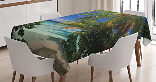 ABAKUHAUS Pflanze Tischdecke, Malediven Palmen Himmel, Für den Inn und Outdoor Bereich geeignet Waschbar Druck Klar Kein Verblassen, 140 x 170 cm, Himmelblau Grün ABAKUHAUS Pflanze Tischdecke, Malediven Palmen Himmel, Für den Inn und Outdoor Bereich geeignet Waschbar Druck Klar Kein Verblassen, 140 x 170 cm, Himmelblau Grün von ABAKUHAUS