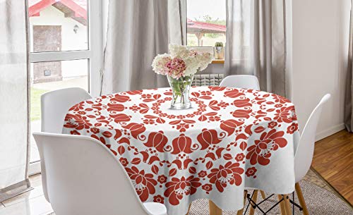 ABAKUHAUS Red Mandala Runde Tischdecke, Ungarische Volkskunst, Kreis Tischdecke Abdeckung für Esszimmer Küche Dekoration, 150 cm, Rot und weiß ABAKUHAUS Red Mandala Runde Tischdecke, Ungarische Volkskunst, Kreis Tischdecke Abdeckung für Esszimmer Küche Dekoration, 150 cm, Rot und weiß von ABAKUHAUS