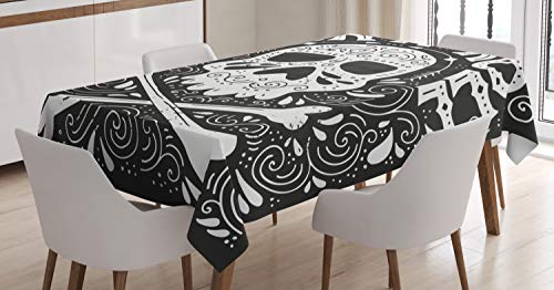 ABAKUHAUS Rock'n'Roll Tischdecke, Gothic Aufwändiger Schädel, Für den Inn und Outdoor Bereich geeignet Waschbar Druck Klar Kein Verblassen, 140 x 170 cm, Charcoal Grau und Weiß ABAKUHAUS Rock'n'Roll Tischdecke, Gothic Aufwändiger Schädel, Für den Inn und Outdoor Bereich geeignet Waschbar Druck Klar Kein Verblassen, 140 x 170 cm, Charcoal Grau und Weiß von ABAKUHAUS