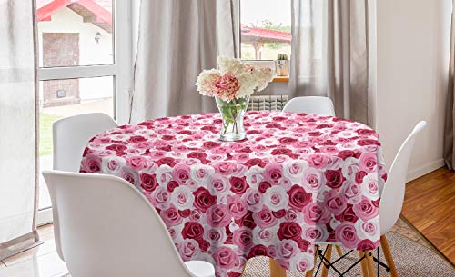 ABAKUHAUS Rose Runde Tischdecke, Blumen Romantisches Girly, Kreis Tischdecke Abdeckung für Esszimmer Küche Dekoration, 150 cm, Rosa Blassrosa und Ruby ABAKUHAUS Rose Runde Tischdecke, Blumen Romantisches Girly, Kreis Tischdecke Abdeckung für Esszimmer Küche Dekoration, 150 cm, Rosa Blassrosa und Ruby von ABAKUHAUS