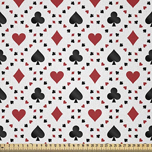 ABAKUHAUS Rot Schwarz Microfaser Stoff als Meterware, Tourist Poker-Karten, Deko Basteln Polsterstoff Textilien, 2M (148x200cm), Rot Schwarz von ABAKUHAUS