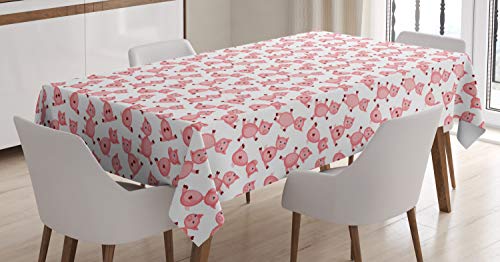 ABAKUHAUS Schwein Tischdecke, Cartoon Lächeln Tiere, Personalisierter Druck Klare Farben ohne Verblassen Waschbar für Außen Bereich, 140 x 240 cm, Hellrosa Weiß und Braun ABAKUHAUS Schwein Tischdecke, Cartoon Lächeln Tiere, Personalisierter Druck Klare Farben ohne Verblassen Waschbar für Außen Bereich, 140 x 240 cm, Hellrosa Weiß und Braun von ABAKUHAUS