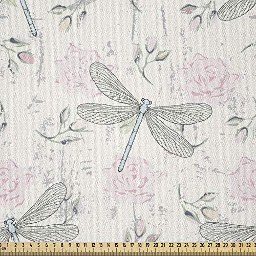 ABAKUHAUS Shabby Chic Microfaser Stoff als Meterware, Vintage Dragonfly, Deko Basteln Polsterstoff Textilien, 2M (148x200cm), Hellrosa Hellgrau Kokosnuss von ABAKUHAUS