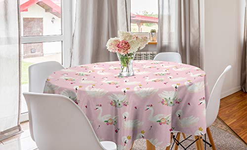 ABAKUHAUS Swans Runde Tischdecke, Lizenz Tier mit Krone, Kreis Tischdecke Abdeckung für Esszimmer Küche Dekoration, 150 cm, Rosa ABAKUHAUS Swans Runde Tischdecke, Lizenz Tier mit Krone, Kreis Tischdecke Abdeckung für Esszimmer Küche Dekoration, 150 cm, Rosa von ABAKUHAUS