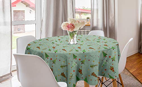 ABAKUHAUS Weihnachten Runde Tischdecke, Feiertags-Baum-Muster, Kreis Tischdecke Abdeckung für Esszimmer Küche Dekoration, 150 cm, Mandelgrün Braun ABAKUHAUS Weihnachten Runde Tischdecke, Feiertags-Baum-Muster, Kreis Tischdecke Abdeckung für Esszimmer Küche Dekoration, 150 cm, Mandelgrün Braun von ABAKUHAUS