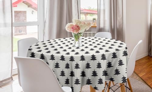 ABAKUHAUS Weihnachten Runde Tischdecke, Fir Tree Silhouette, Kreis Tischdecke Abdeckung für Esszimmer Küche Dekoration, 150 cm, Koksgraue und Elfenbein ABAKUHAUS Weihnachten Runde Tischdecke, Fir Tree Silhouette, Kreis Tischdecke Abdeckung für Esszimmer Küche Dekoration, 150 cm, Koksgraue und Elfenbein von ABAKUHAUS