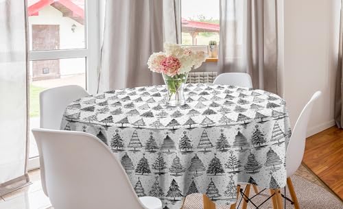 ABAKUHAUS Weihnachten Runde Tischdecke, Monochrome Silvester, Kreis Tischdecke Abdeckung für Esszimmer Küche Dekoration, 150 cm, Charcoal Grau Weiß ABAKUHAUS Weihnachten Runde Tischdecke, Monochrome Silvester, Kreis Tischdecke Abdeckung für Esszimmer Küche Dekoration, 150 cm, Charcoal Grau Weiß von ABAKUHAUS
