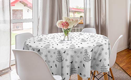 ABAKUHAUS Weihnachten Runde Tischdecke, Winter-Bäume Schneeflocken, Kreis Tischdecke Abdeckung für Esszimmer Küche Dekoration, 150 cm, Dunkelgrau und Hellgrau ABAKUHAUS Weihnachten Runde Tischdecke, Winter-Bäume Schneeflocken, Kreis Tischdecke Abdeckung für Esszimmer Küche Dekoration, 150 cm, Dunkelgrau und Hellgrau von ABAKUHAUS
