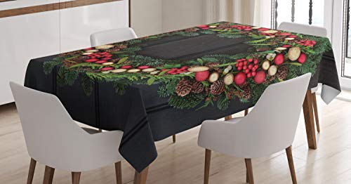 ABAKUHAUS Weihnachten Tischdecke, Tanne Weihnachten Kranz, Druck mit Klaren Farben ohne Verblassen Waschbar für innen oder Außen Bereich, 140 x 240 cm, Grün Rot ABAKUHAUS Weihnachten Tischdecke, Tanne Weihnachten Kranz, Druck mit Klaren Farben ohne Verblassen Waschbar für innen oder Außen Bereich, 140 x 240 cm, Grün Rot von ABAKUHAUS
