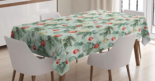ABAKUHAUS Weihnachten Tischdecke, Weihnachtskugeln und Blätter, Inn und Outdoor Bereich geeignet Waschbar Druck Klare Farben Kein Verblassen, 140 x 240 cm, Blasses Mintgrün Zinnoberrot ABAKUHAUS Weihnachten Tischdecke, Weihnachtskugeln und Blätter, Inn und Outdoor Bereich geeignet Waschbar Druck Klare Farben Kein Verblassen, 140 x 240 cm, Blasses Mintgrün Zinnoberrot von ABAKUHAUS