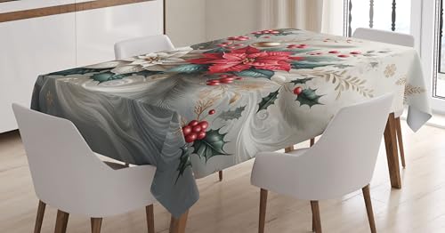 ABAKUHAUS Weihnachten Tischdecke, Weihnachtsstern und Weihnachtsbeeren, Wasserfest Waschbar mit Klar Sichtbaren Farben kein Verblassen Personalisiert, 140 x 170 cm, Blaugrau Dunkle Koralle ABAKUHAUS Weihnachten Tischdecke, Weihnachtsstern und Weihnachtsbeeren, Wasserfest Waschbar mit Klar Sichtbaren Farben kein Verblassen Personalisiert, 140 x 170 cm, Blaugrau Dunkle Koralle von ABAKUHAUS