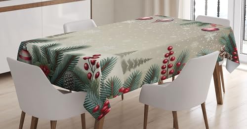 ABAKUHAUS Weihnachten Tischdecke, Winterkiefernblätter Weihnachten, Schmutzabweisend Pflegeleicht Waschbar Druck Mit Klaren Farben ohne Verblassen, 140 x 170 cm, Rubin Khaki Kadett Blau ABAKUHAUS Weihnachten Tischdecke, Winterkiefernblätter Weihnachten, Schmutzabweisend Pflegeleicht Waschbar Druck Mit Klaren Farben ohne Verblassen, 140 x 170 cm, Rubin Khaki Kadett Blau von ABAKUHAUS