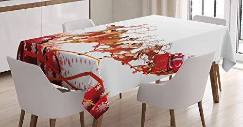 ABAKUHAUS Weihnachtsmann Tischdecke, Weihnachtskugeln und Rentiere, Wasserfest Waschbar mit Klar Sichtbaren Farben kein Verblassen Personalisiert, 140 x 170 cm, Hellbraun Weiß Rot ABAKUHAUS Weihnachtsmann Tischdecke, Weihnachtskugeln und Rentiere, Wasserfest Waschbar mit Klar Sichtbaren Farben kein Verblassen Personalisiert, 140 x 170 cm, Hellbraun Weiß Rot von ABAKUHAUS
