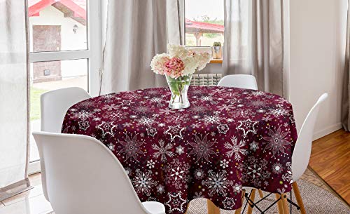 ABAKUHAUS Winter Runde Tischdecke, Flocken Bunte, Kreis Tischdecke Abdeckung für Esszimmer Küche Dekoration, 150 cm, Maroon Weiß Multicolor ABAKUHAUS Winter Runde Tischdecke, Flocken Bunte, Kreis Tischdecke Abdeckung für Esszimmer Küche Dekoration, 150 cm, Maroon Weiß Multicolor von ABAKUHAUS