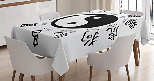 ABAKUHAUS Yin-Yang Tischdecke, Asianlism, Personalisierter Druck mit Klaren Farben Waschbar Wasserfest kein Verblassen, 140 x 200 cm, Weiß und Schwarz ABAKUHAUS Yin-Yang Tischdecke, Asianlism, Personalisierter Druck mit Klaren Farben Waschbar Wasserfest kein Verblassen, 140 x 200 cm, Weiß und Schwarz von ABAKUHAUS