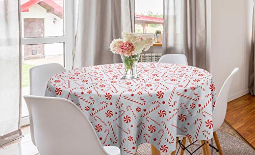 ABAKUHAUS Zuckerstange Runde Tischdecke, Urlaub Essen, Kreis Tischdecke Abdeckung für Esszimmer Küche Dekoration, 150 cm, Rot Weiß Kokosnuss ABAKUHAUS Zuckerstange Runde Tischdecke, Urlaub Essen, Kreis Tischdecke Abdeckung für Esszimmer Küche Dekoration, 150 cm, Rot Weiß Kokosnuss von ABAKUHAUS