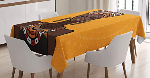 ABAKUHAUS afrikanische Frau Tischdecke, Long Neck Folk, Druck mit Klaren Farben ohne Verblassen Waschbar für innen oder Außen Bereich, 140 x 240 cm, Orange Braun ABAKUHAUS afrikanische Frau Tischdecke, Long Neck Folk, Druck mit Klaren Farben ohne Verblassen Waschbar für innen oder Außen Bereich, 140 x 240 cm, Orange Braun von ABAKUHAUS