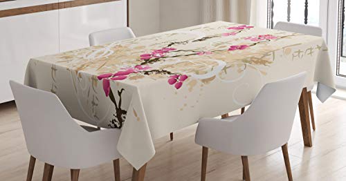 ABAKUHAUS japanisch Tischdecke, Letters Sakura Blumen, Personalisierter Druck mit Klaren Farben Waschbar Wasserfest kein Verblassen, 140 x 200 cm, Beige Rosa ABAKUHAUS japanisch Tischdecke, Letters Sakura Blumen, Personalisierter Druck mit Klaren Farben Waschbar Wasserfest kein Verblassen, 140 x 200 cm, Beige Rosa von ABAKUHAUS
