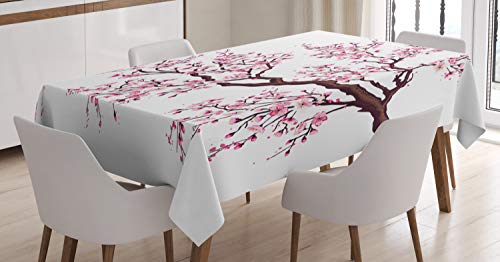 ABAKUHAUS japanisch Tischdecke, Sakura Branch Blüten, Für den Inn und Outdoor Bereich geeignet Waschbar Druck Klar Kein Verblassen, 140 x 240 cm, Dunkelbraun Rosa ABAKUHAUS japanisch Tischdecke, Sakura Branch Blüten, Für den Inn und Outdoor Bereich geeignet Waschbar Druck Klar Kein Verblassen, 140 x 240 cm, Dunkelbraun Rosa von ABAKUHAUS