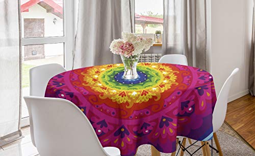 ABAKUHAUS lila Mandala Runde Tischdecke, Regenbogen-Hippie, Kreis Tischdecke Abdeckung für Esszimmer Küche Dekoration, 150 cm, Rosa Rot ABAKUHAUS lila Mandala Runde Tischdecke, Regenbogen-Hippie, Kreis Tischdecke Abdeckung für Esszimmer Küche Dekoration, 150 cm, Rosa Rot von ABAKUHAUS