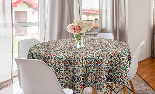 ABAKUHAUS marokkanisch Runde Tischdecke, Dekorative abstrakte Blatt, Kreis Tischdecke Abdeckung für Esszimmer Küche Dekoration, 150 cm, Rot und Grün ABAKUHAUS marokkanisch Runde Tischdecke, Dekorative abstrakte Blatt, Kreis Tischdecke Abdeckung für Esszimmer Küche Dekoration, 150 cm, Rot und Grün von ABAKUHAUS