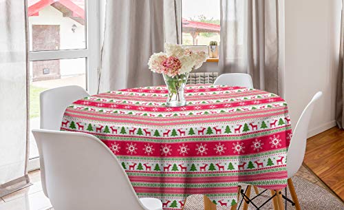 ABAKUHAUS nordisch Runde Tischdecke, Needlework Stil Weihnachten, Kreis Tischdecke Abdeckung für Esszimmer Küche Dekoration, 150 cm, Rosa Kalk-Grün Weiß ABAKUHAUS nordisch Runde Tischdecke, Needlework Stil Weihnachten, Kreis Tischdecke Abdeckung für Esszimmer Küche Dekoration, 150 cm, Rosa Kalk-Grün Weiß von ABAKUHAUS
