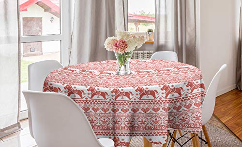 ABAKUHAUS nordisch Runde Tischdecke, Pferde Herz-Engel, Kreis Tischdecke Abdeckung für Esszimmer Küche Dekoration, 150 cm, Vermilion Weiß ABAKUHAUS nordisch Runde Tischdecke, Pferde Herz-Engel, Kreis Tischdecke Abdeckung für Esszimmer Küche Dekoration, 150 cm, Vermilion Weiß von ABAKUHAUS
