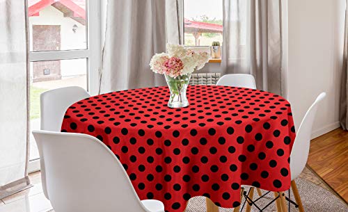 ABAKUHAUS rot schwarz Runde Tischdecke, Pop-Art-Tupfen, Kreis Tischdecke Abdeckung für Esszimmer Küche Dekoration, 150 cm, Scharlachrot ABAKUHAUS rot schwarz Runde Tischdecke, Pop-Art-Tupfen, Kreis Tischdecke Abdeckung für Esszimmer Küche Dekoration, 150 cm, Scharlachrot von ABAKUHAUS