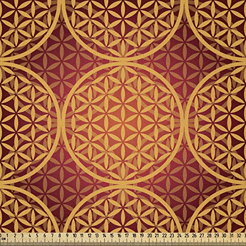 ABAKUHAUS viktorianisch Microfaser Stoff als Meterware, Blume Mittelalterliche Töne, Deko Basteln Polsterstoff Textilien, 2M (148x200cm), Senf Orange von ABAKUHAUS