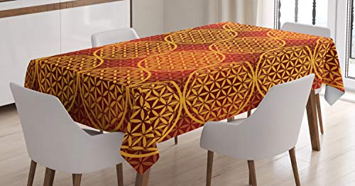 ABAKUHAUS viktorianisch Tischdecke, Blumen-mittelalterliche Töne, Für den Inn und Outdoor Bereich geeignet Waschbar Druck Klar Kein Verblassen, 140 x 200 cm, Senf Orange ABAKUHAUS viktorianisch Tischdecke, Blumen-mittelalterliche Töne, Für den Inn und Outdoor Bereich geeignet Waschbar Druck Klar Kein Verblassen, 140 x 200 cm, Senf Orange von ABAKUHAUS