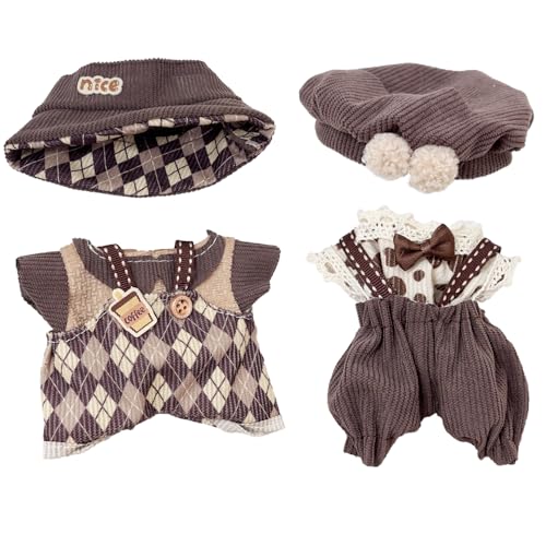 Kleidung für Labubu-Puppen, 2er-Set, niedlicher Hut & Outfit-Set für Labubu-Puppen, 17 cm große Puppen, entzückendes Verkleidungszubehör für Labubu-Puppe Kleidung für Labubu-Puppen, 2er-Set, niedlicher Hut & Outfit-Set für Labubu-Puppen, 17 cm große Puppen, entzückendes Verkleidungszubehör für Labubu-Puppe von ABAOWO