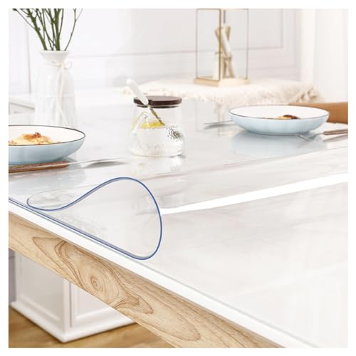Transparenter Tischschutz, transparente Tischdecke mit 1,5 mm Dicke, transparenter wasserdichter PVC-Tischdeckenschutz, abwischbare Tischdec Transparenter Tischschutz, transparente Tischdecke mit 1,5 mm Dicke, transparenter wasserdichter PVC-Tischdeckenschutz, abwischbare Tischdec von ABBNIA