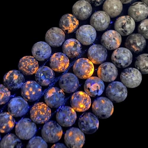 ABCGEMS (UV Glowing Rock) Amerikanische rauchige Yooperlit-Perlen aus dem See Superior (blinkende Flamme unter UV-Licht), Heilung, Chakra, Energie, Kristallstein, DIY, Schmuckherstellung, rund, 10 mm von ABC GEMS USA
