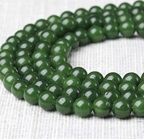 ABCGEMS British Columbia Dark Nephrit Perlen (AKA British Canadian B.C. Jade,Mohs Härte 7) Heilende Energie Kristallstein ideal für Armbänder, Halsketten, Ringe, DIY, Schmuckherstellung, rund, 10 mm von ABC GEMS USA