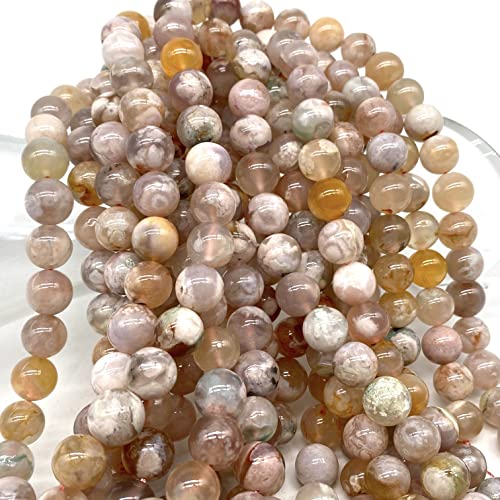 ABCGEMS Seltene Madagaskar-Kirschblüten-Sakura-Achat-Perlen (AKA Kirschblütenachat, wunderschöne Einschlüsse, durchscheinend), natürlicher Edelstein, DIY-Schmuckherstellung, glatt rund, 12 mm von ABC GEMS USA