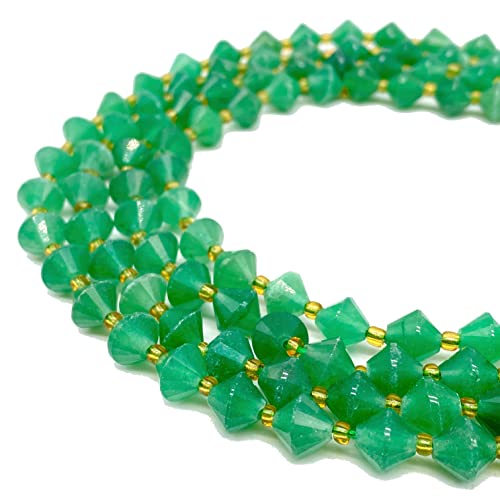 ABCGEMS brasilianische smaragdgrüne Aventurin-Perlen (eine revolutionäre Bi-Cone-Schneidtechnik,mehr Winkel zum Reflektieren des Lichts), natürliche Edelsteine, mikrofacettiert, Doppelkegel, 8 mm von ABC GEMS USA